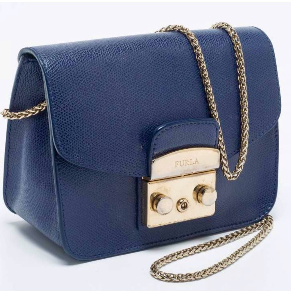 Furla Mini Metropolis Chain crossbody bag, rare colour Navy blue